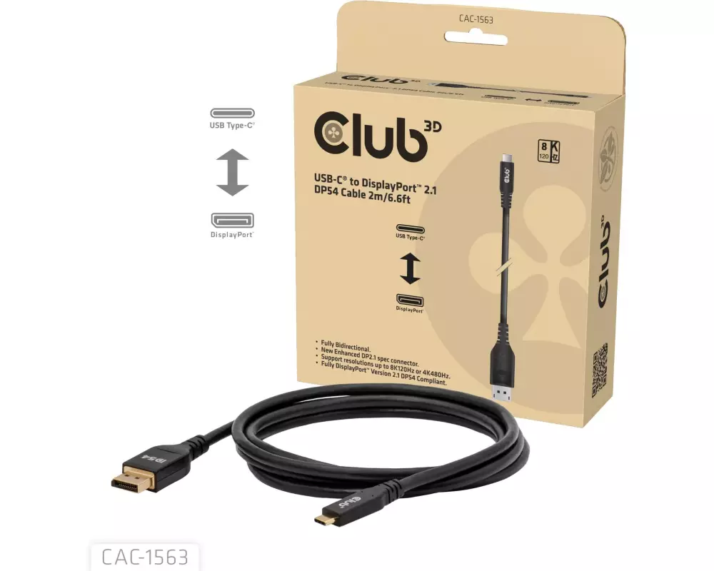 Club 3D CAC-1563 DP54 Bidirektionales Kabel USB Type-C - DisplayPort