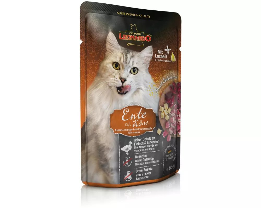 Leonardo Cat Food Nassfutter Ente & Käse, 85 g