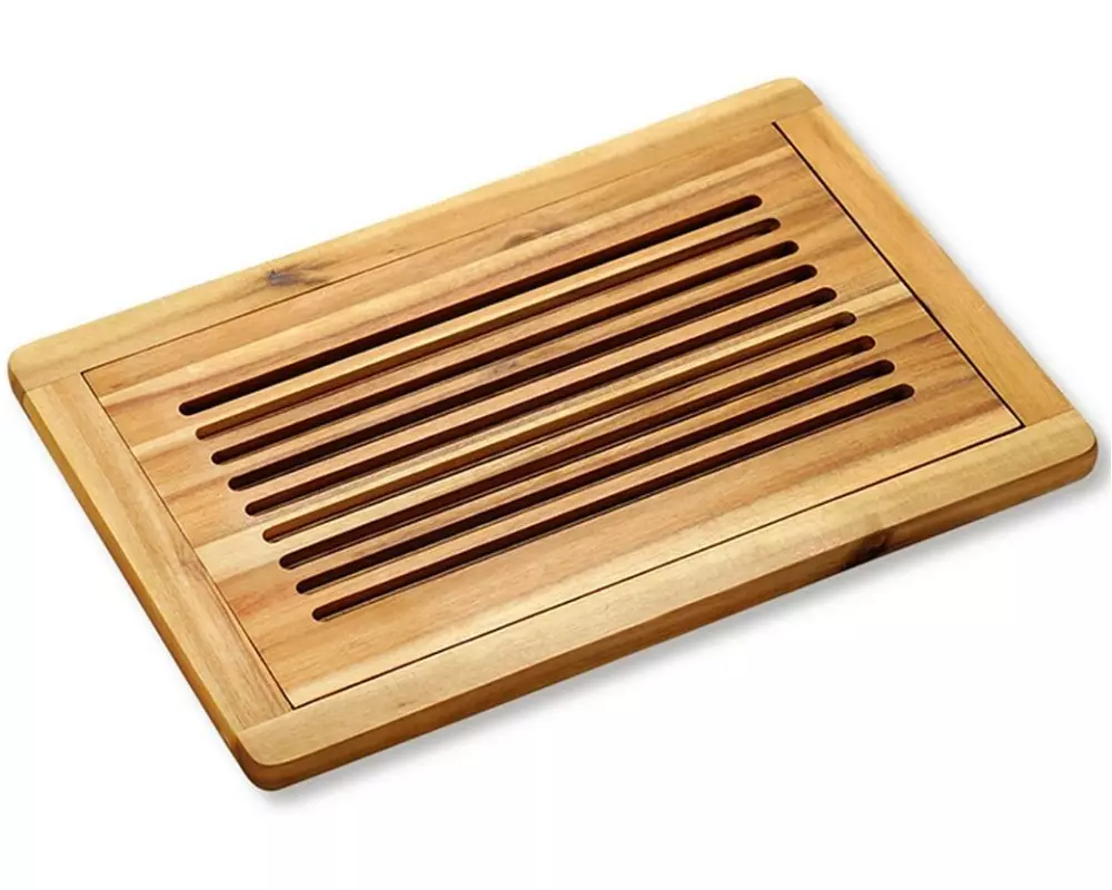 Kesper Brotschneidebrett Akazienholz mit Krümelfach 47.5 x 32 cm