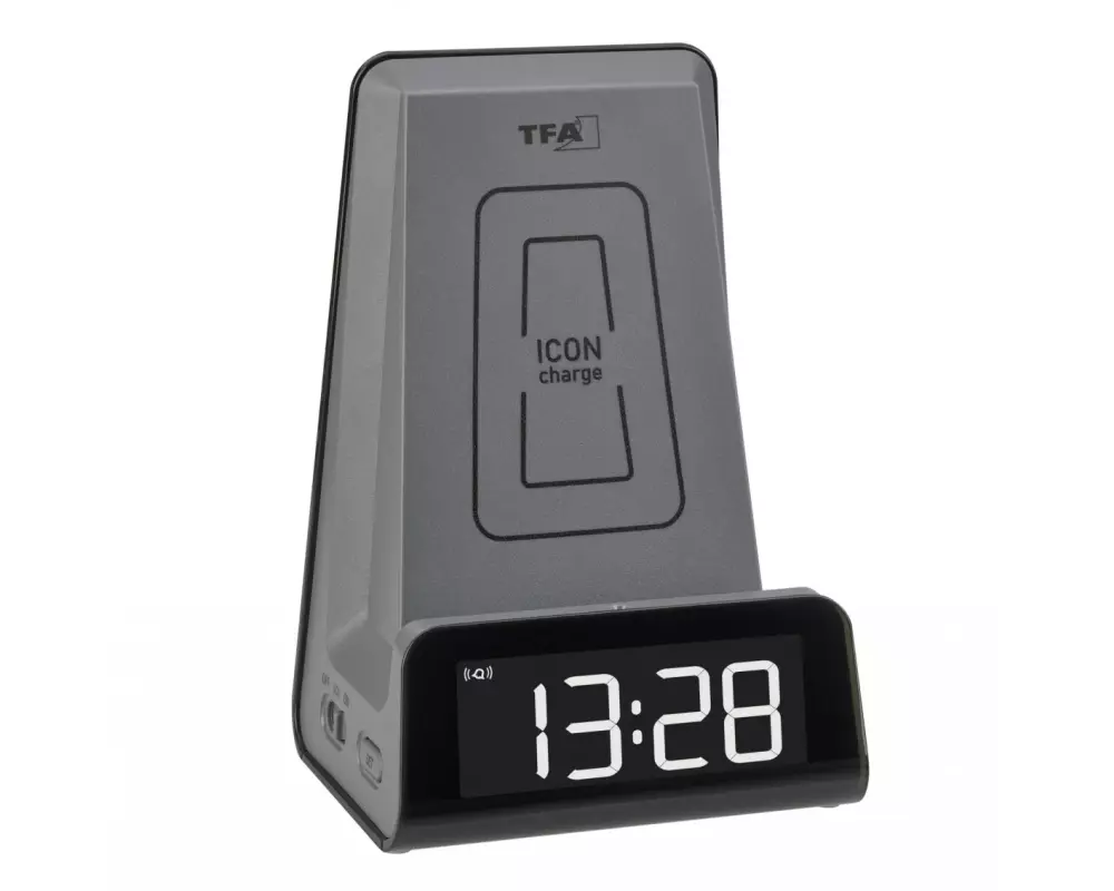 TFA Dostmann Digitalwecker ICONcharge Silber