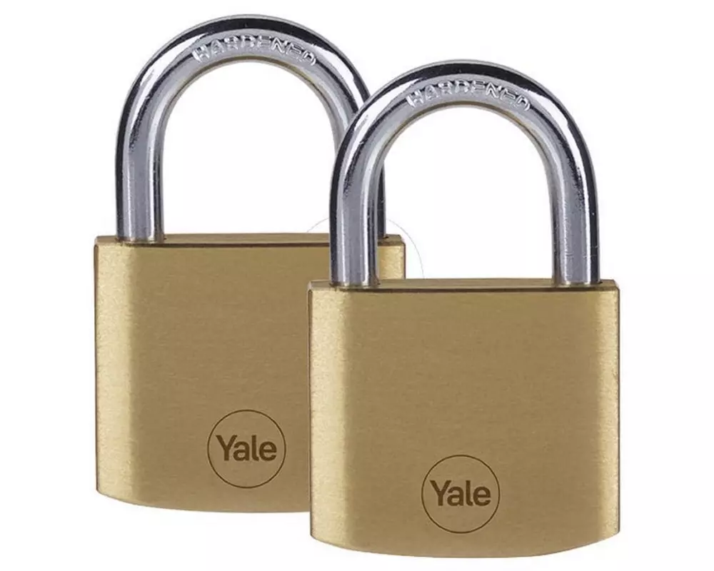 Yale Vorhängeschloss Y110B 35/20 2er-Set Gold Messing/Stahl