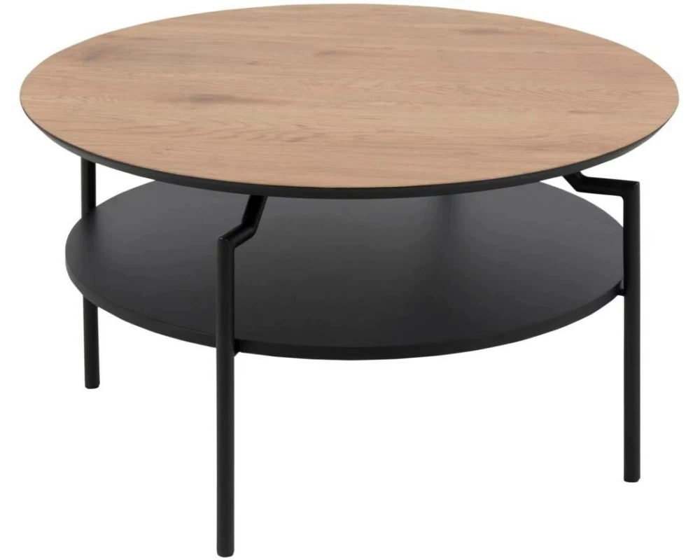 AC Design Couchtisch Goldington Braun/Schwarz, Ø 80 x 45 cm