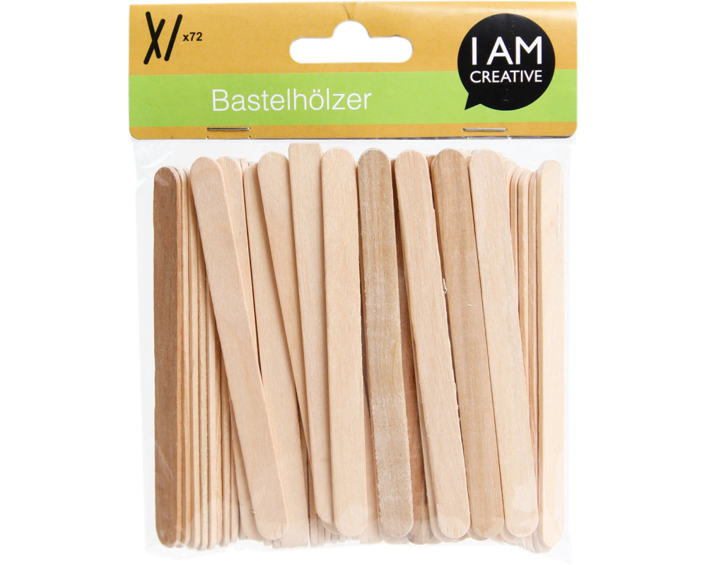I AM CREATIVE Bastelhölzer 1302 natur, 110x11mm, 72 Stück
