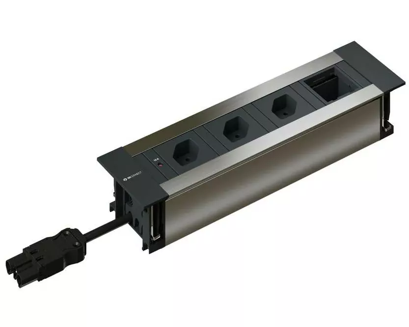 max connect Steckdoseneinheit INTRO2.0 3x T13, Leermodul eloxiert