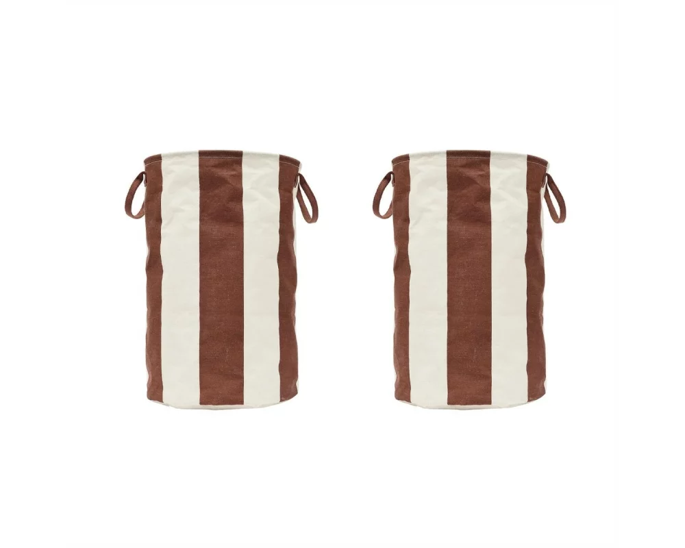 OYOY Wäschekorb Kara 1 Stück, 61 l, Braun/Weiss