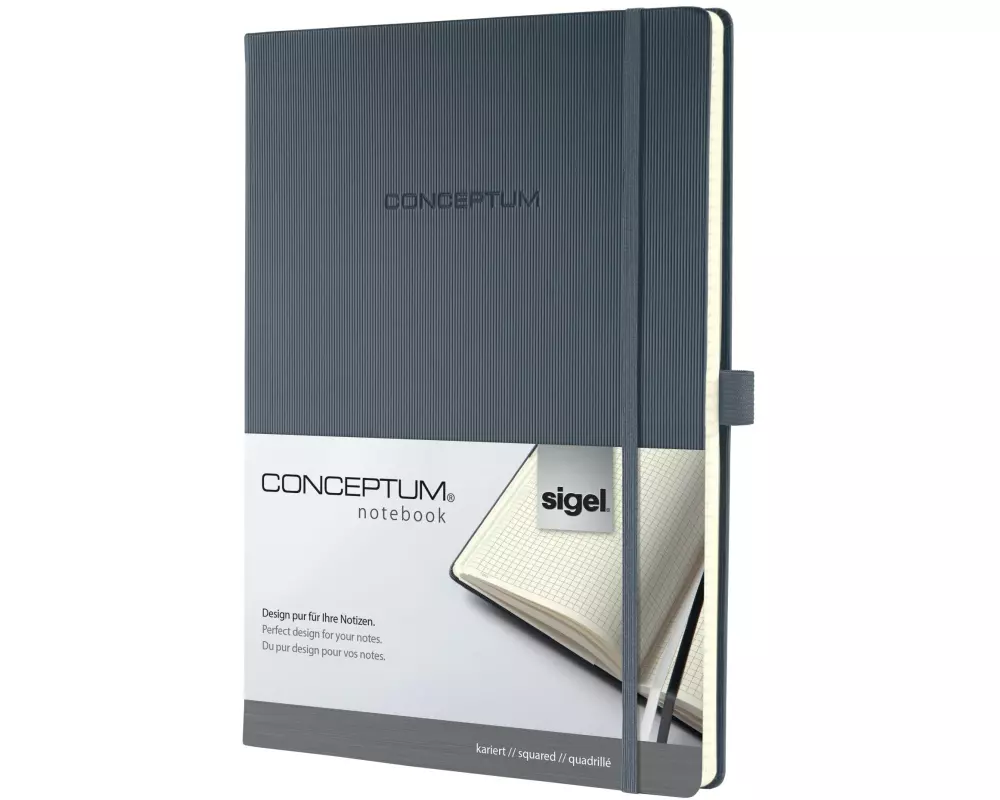 Sigel Notizbuch Conceptum A4, Kariert, Dunkelgrau