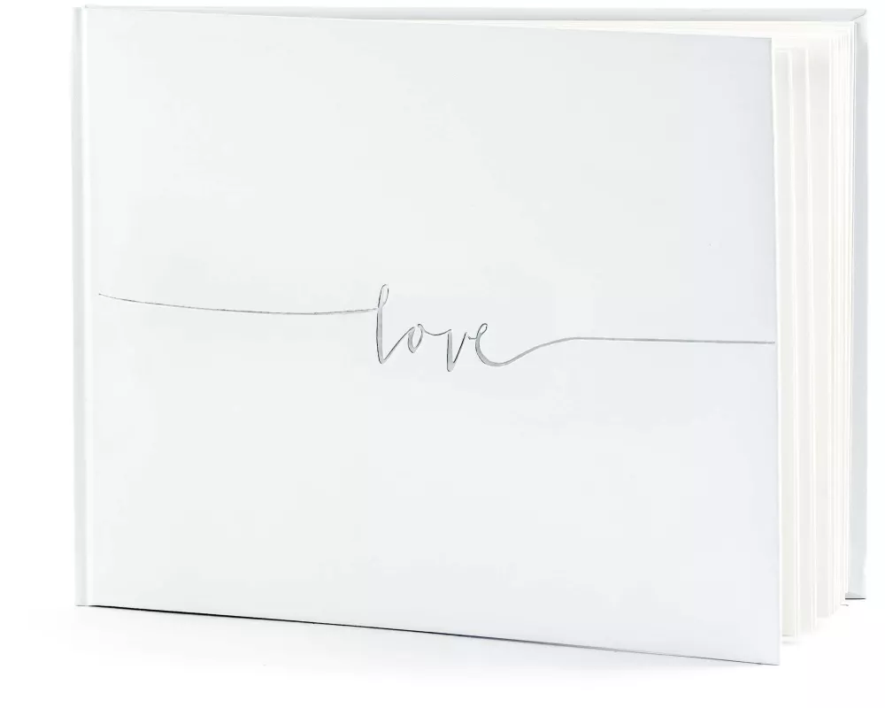 Partydeco Gästebuch Love 24 x 18.5 cm, Weiss/Silber