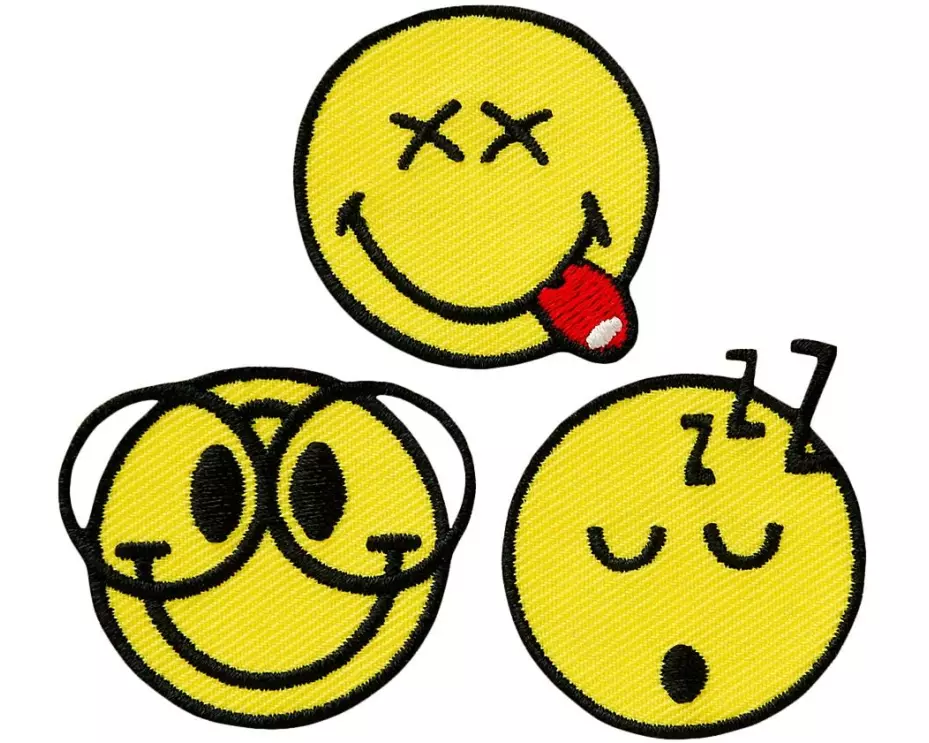 Mono-Quick Aufbügelbild Smiley Nerd 3 Stück