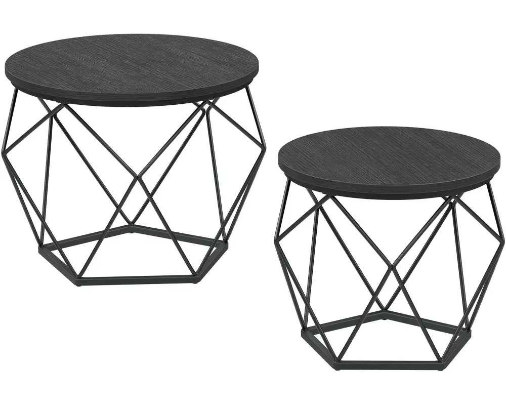 VASAGLE Couchtisch 2er Set 40/50 x 36 cm/40 cm, Schwarz