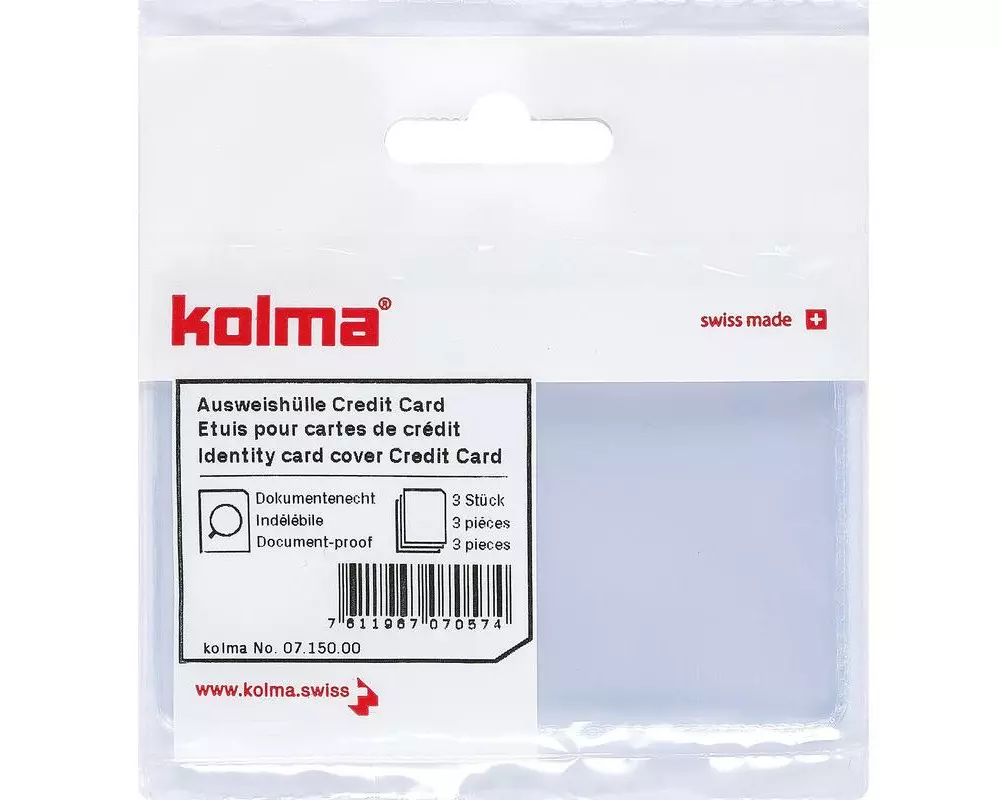 Kolma Ausweishalter Credit Card CopyResistant Transparent, 3 Stück