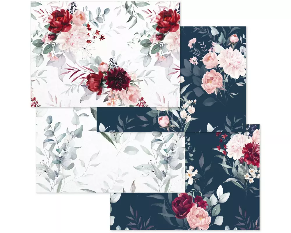 Trendform Tischset Burgundy 29.7 cm x 42 cm, 4 Sujets à 12 Blatt