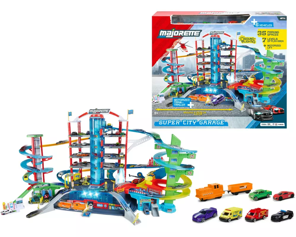 Majorette Super City Garage 6 Vehicles Kunststoff, 7 Ebenen