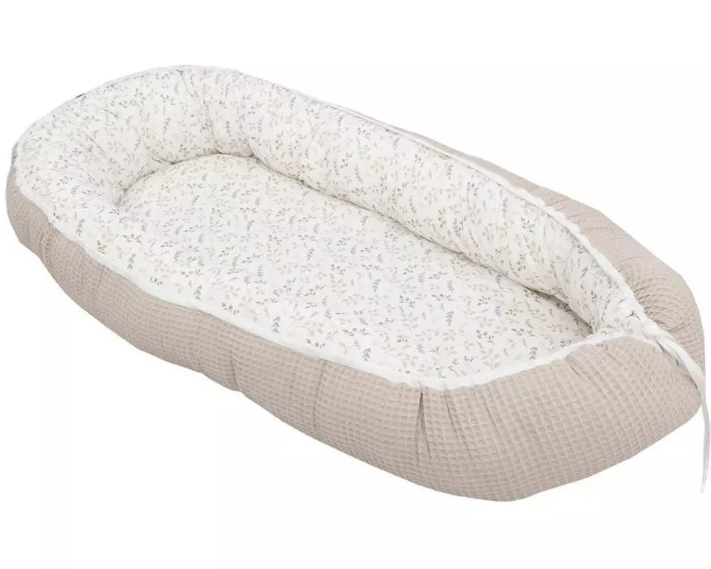 Ullenboom Babynest Waffel Floral Sand 55 x 95 cm