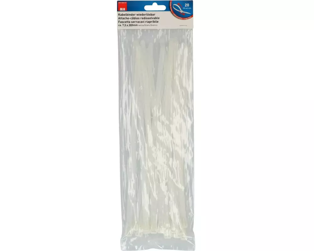 Max Hauri Kabelbinder 20 Stück Nature 300 mm x 7.5 mm