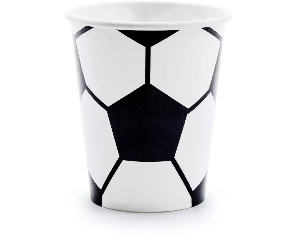 Partydeco Einwegbecher Fussball 260 ml, 6 Stück, Schwarz/Weiss