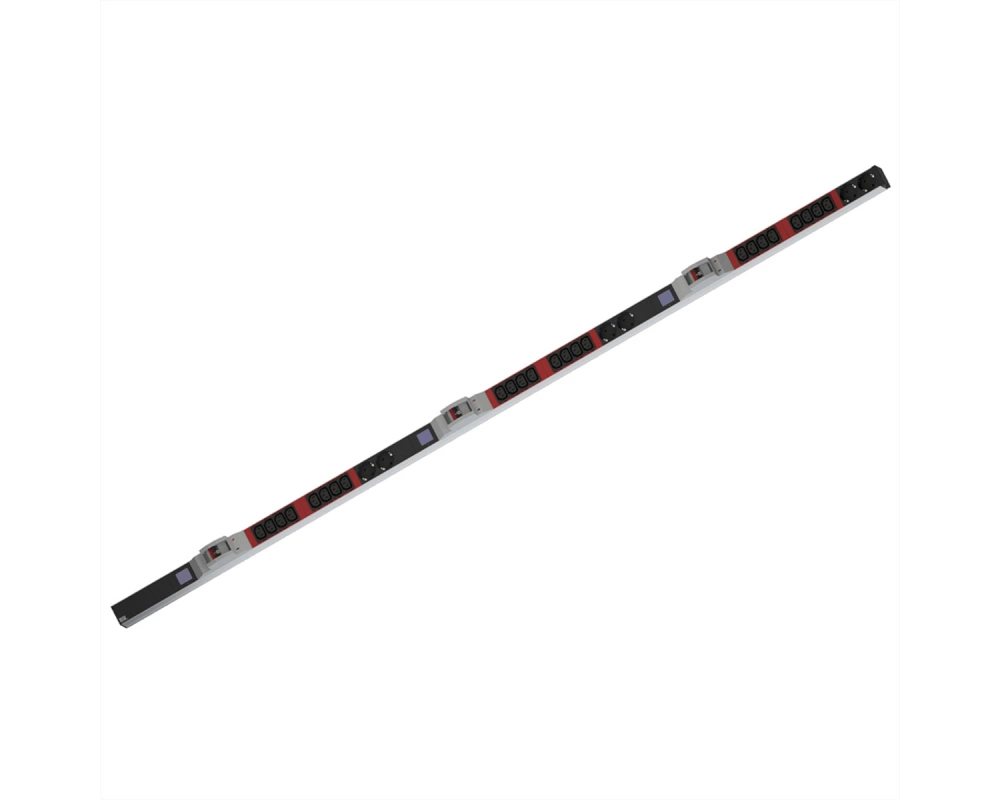 BACHMANN BN0500 19" PDU 1HE 24xC13,6xSchutzkontakt, Leistungsmessg.,Anschl.CEE 3x32A, rot