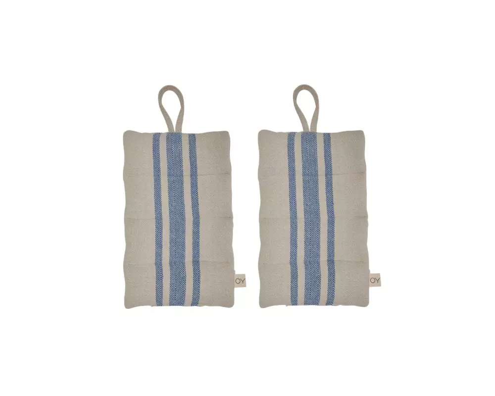 OYOY Topflappen Linu 2 Stück, Beige/Blau