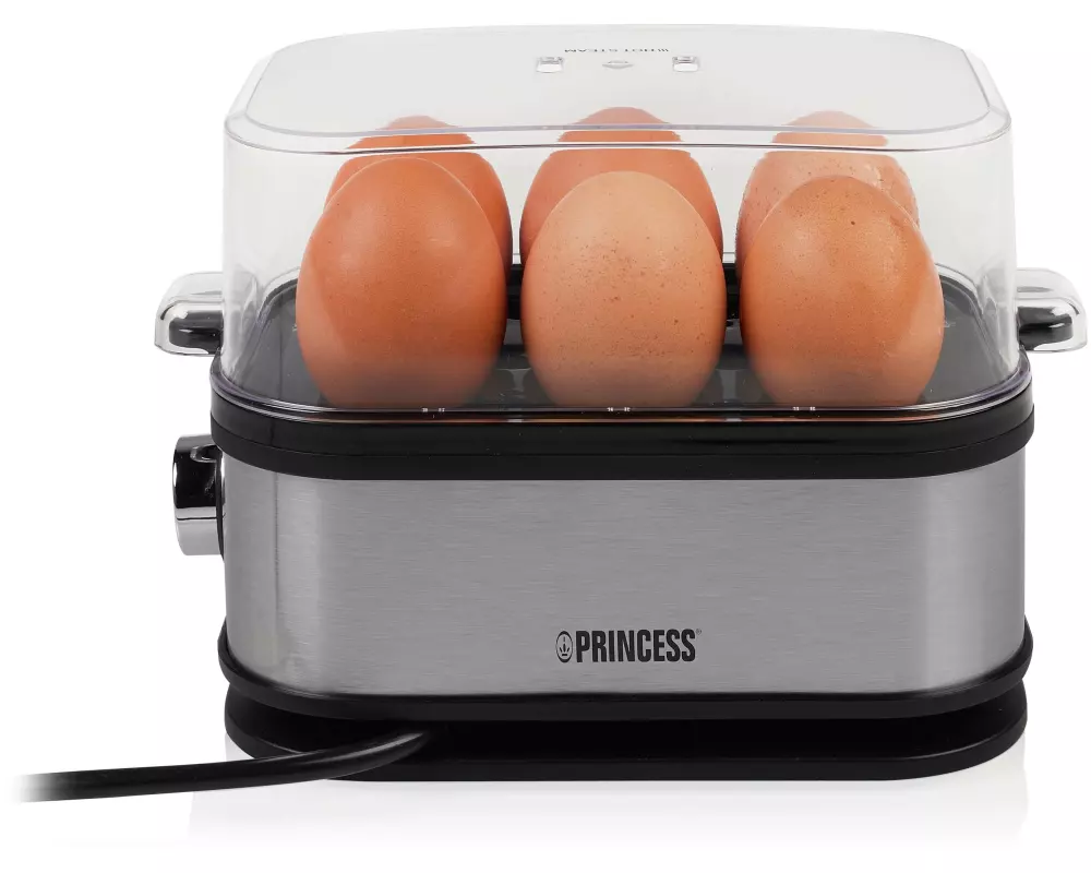 Princess Eierkocher 262046 6 Eier, Schwarz/Silber