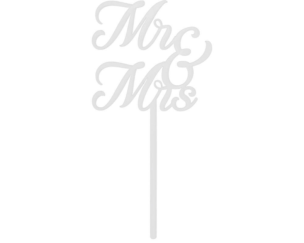 PARTYDECO Caketopper 16.5cm KPT81-008 Mr&Mrs weiss