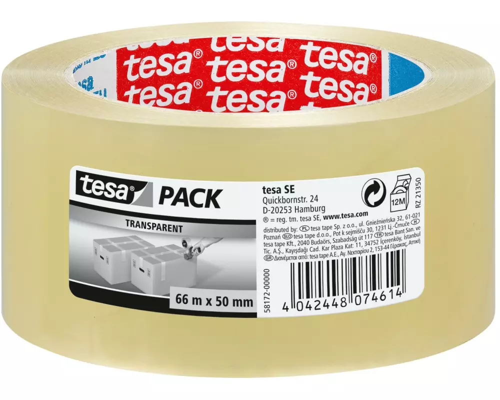 tesa Klebeband tesapack Standard 4024 50 mm x 66 m, Transparent