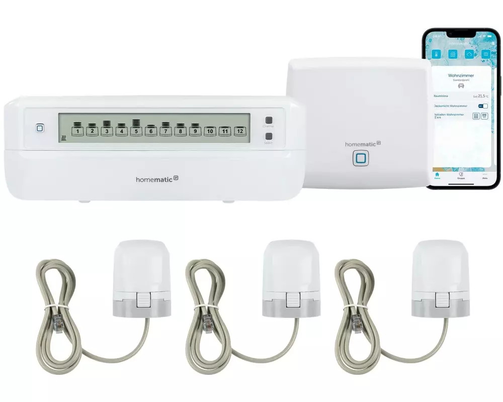 Homematic IP Fussboden 3 x Wandthermo und 3 x Stellantrieb Acces Aktor
