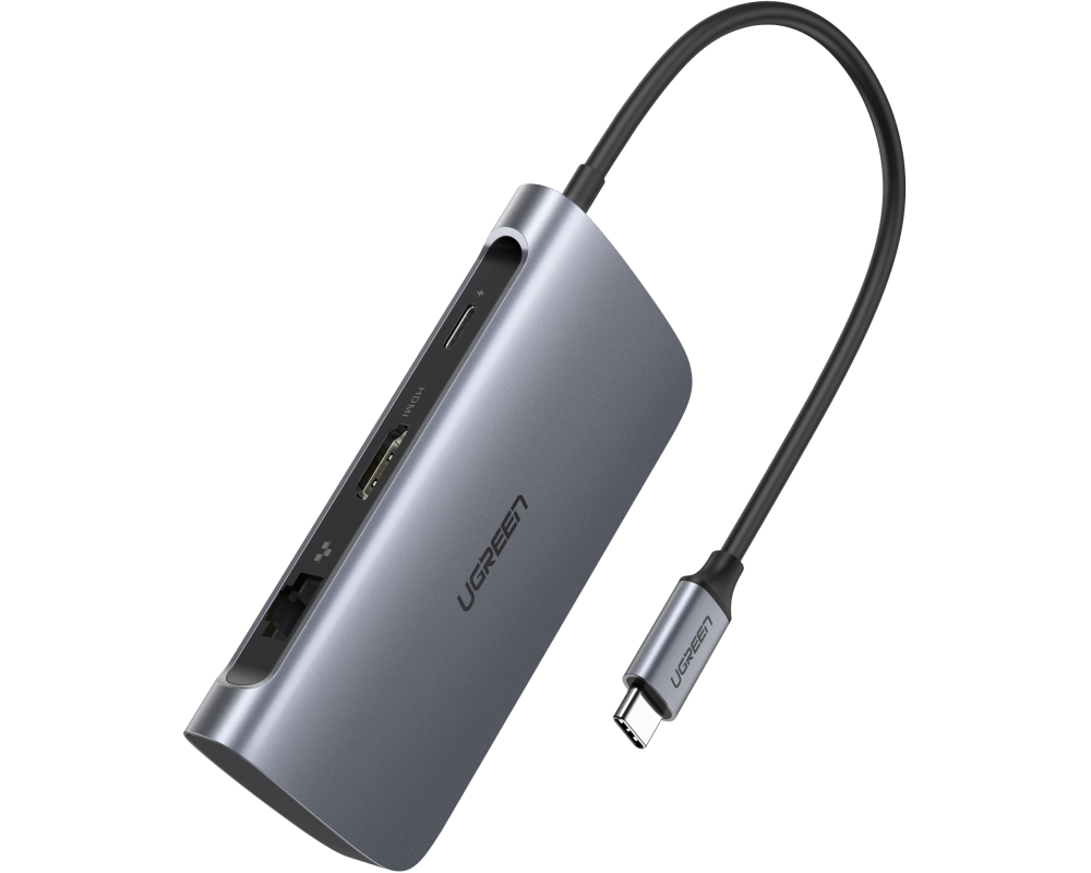 UGREEN USB-C Hub 7in1,Silv,HDMI (BB) 50852 2xUSB A,USB-C PD,RJ45,SDTF
