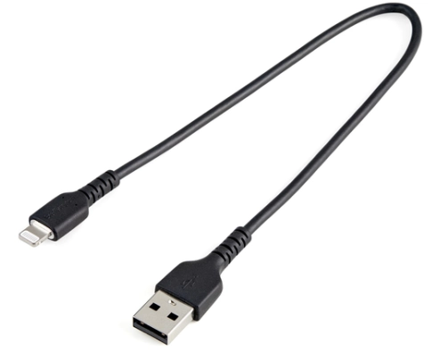StarTech.com 12inch/30cm Durable Black USB-A to Lightning Cable, Rugged Heavy Duty Charging/Sync Cable for Apple iPhone/iPad MFi Certified