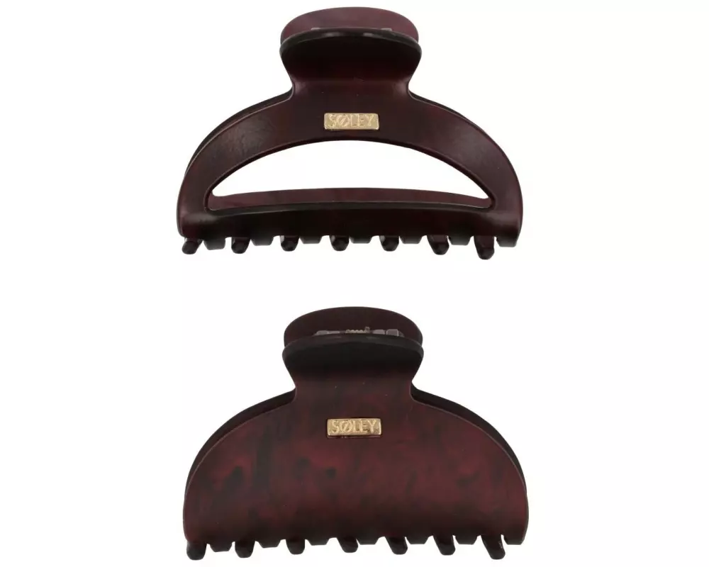 SOLEY Klemme Bordeaux marmoriert, 2 Stück