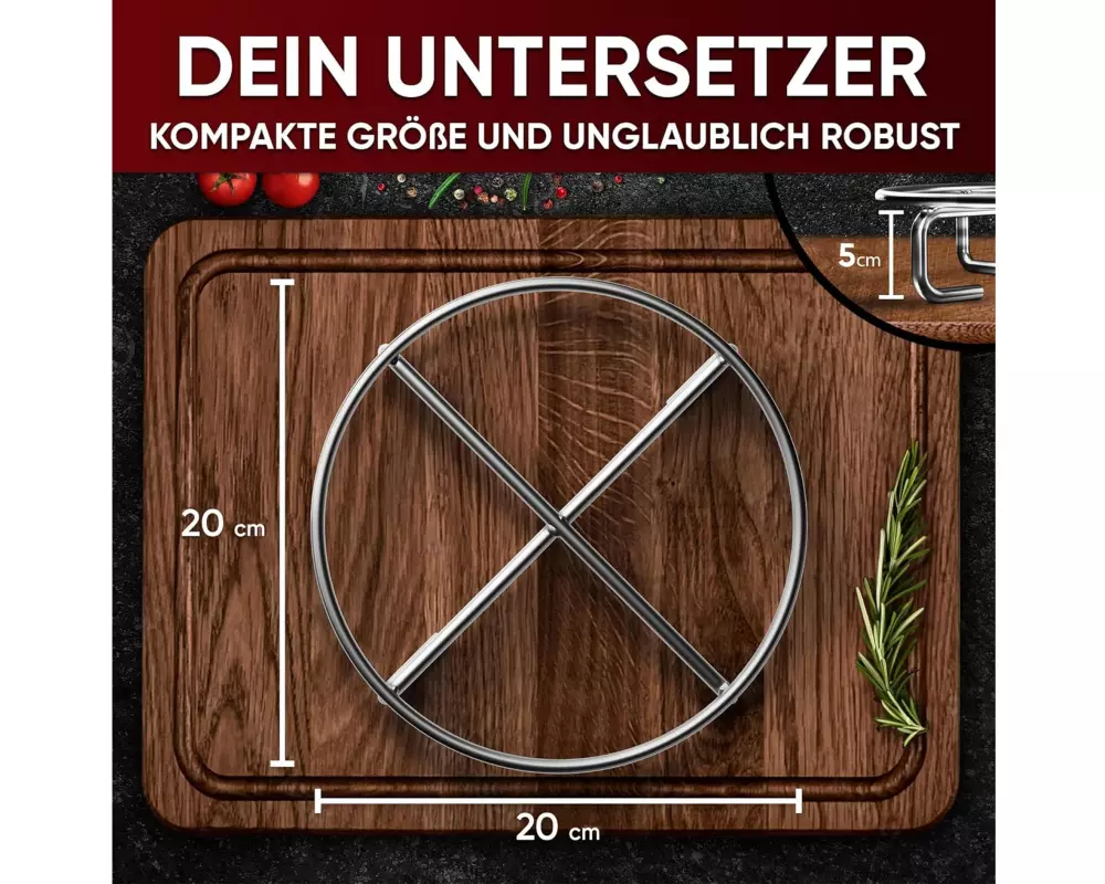 Gusskoenig Edelstahl-Untersetzer 20 x 20 cm