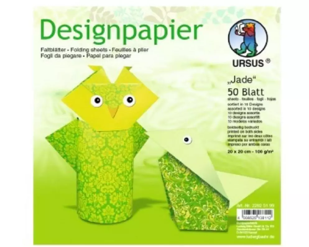URSUS Faltblätter Origami Jade 20 x 20 cm, 100 g/m², 50 Blatt