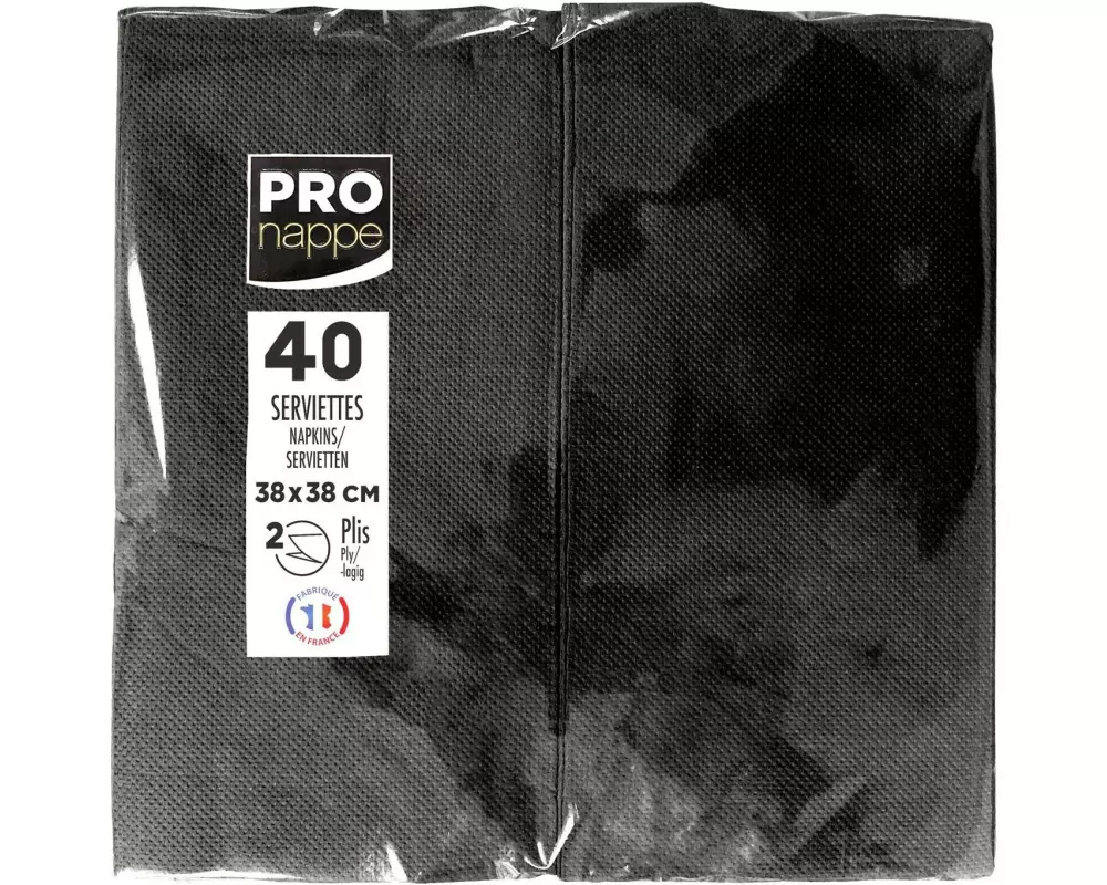 PRO nappe Papierservietten 2-lagig, 38 x 38 cm, 40 Stück, Schwarz