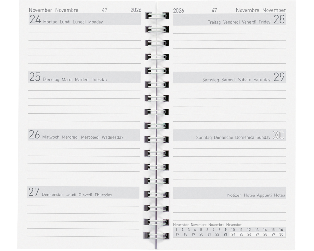 BIELLA TA Bruxelles Wire-O 2026 858778000026U 1W/2S Ersatz ML 8.5x15.3cm