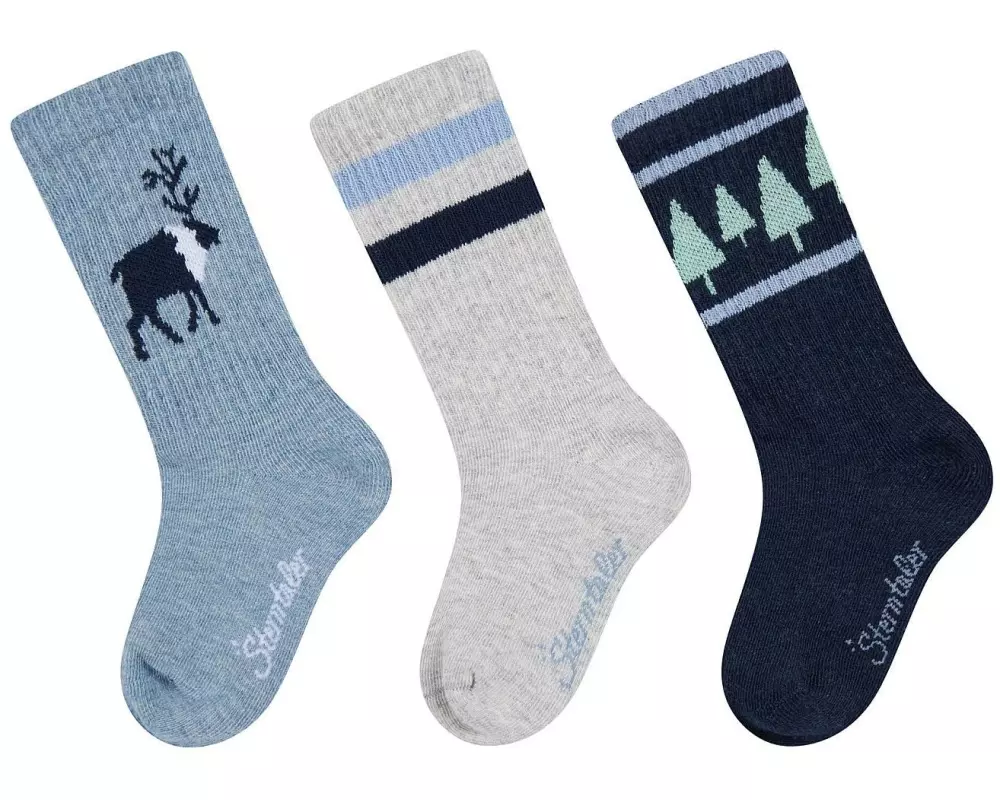 Sterntaler Socken 3er Set Hirsch Blau Gr. 23-26