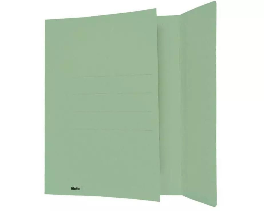 Biella Einlagemappe A4 3 Rillen, Grün, 50 Stück