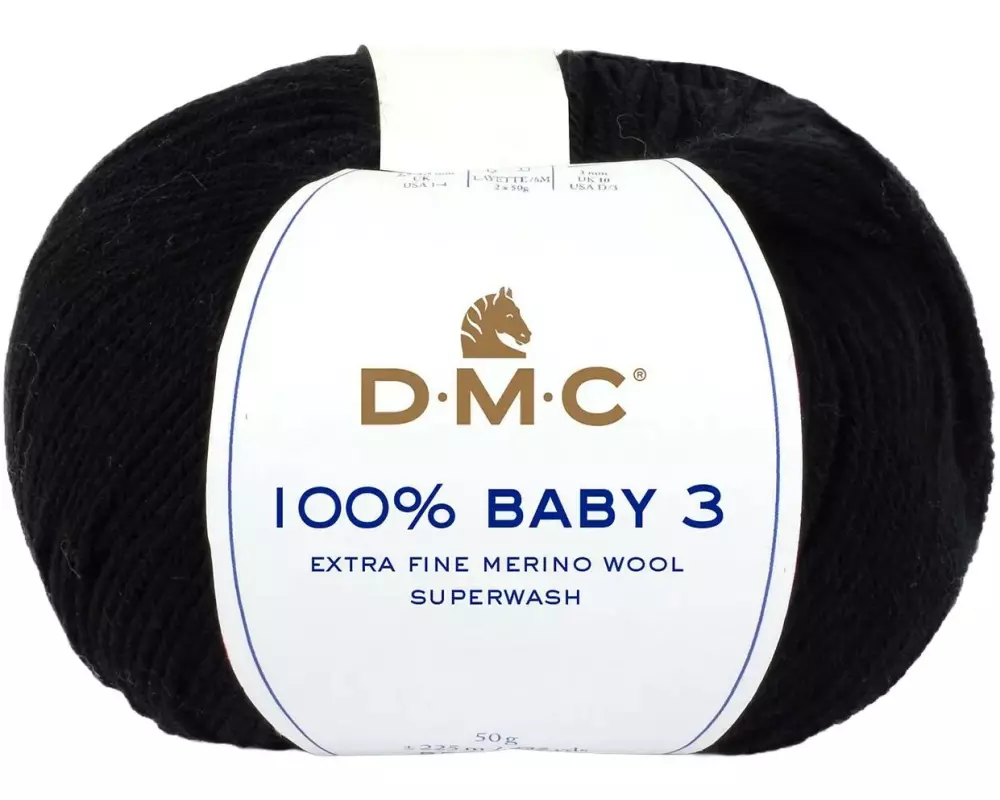 DMC Wolle 100% Baby 3 Schwarz