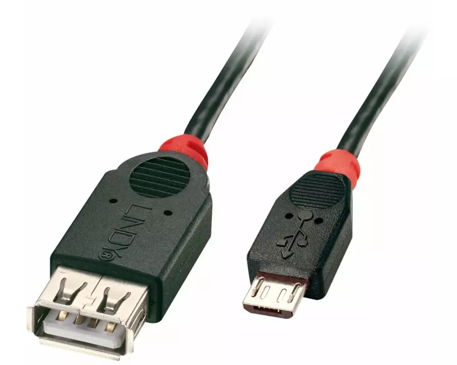 LINDY USB 2.0 Cable Typ Micro-B / A OTG, 0,5m Micro-B plug to A coupling