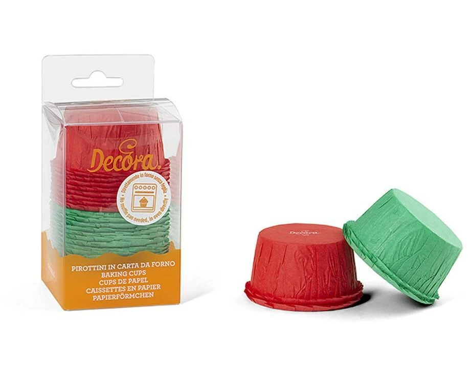 Decora Muffin Backform Ruffled, Rot und Grün, 25 Stück