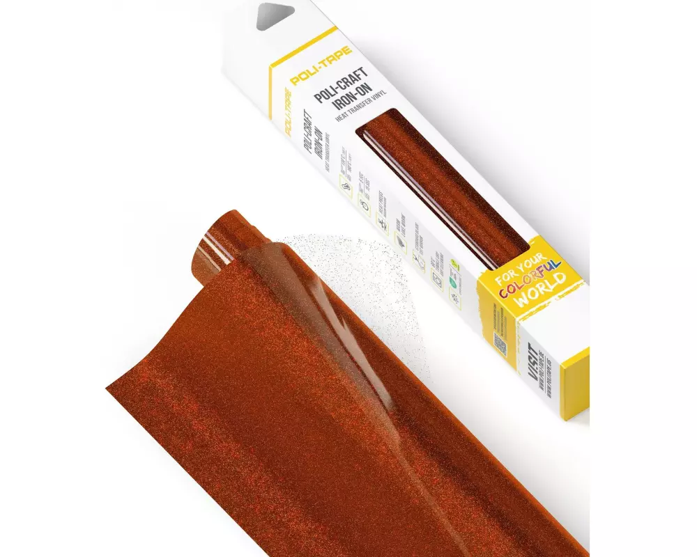 Poli-Tape Aufbügelfolie Pearl Glitter, 30.5 x 61 cm, Kupfer