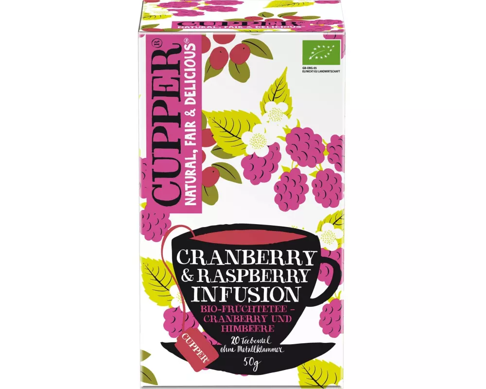 Cupper Teebeutel Bio Cranberry Raspberry 20 Stück