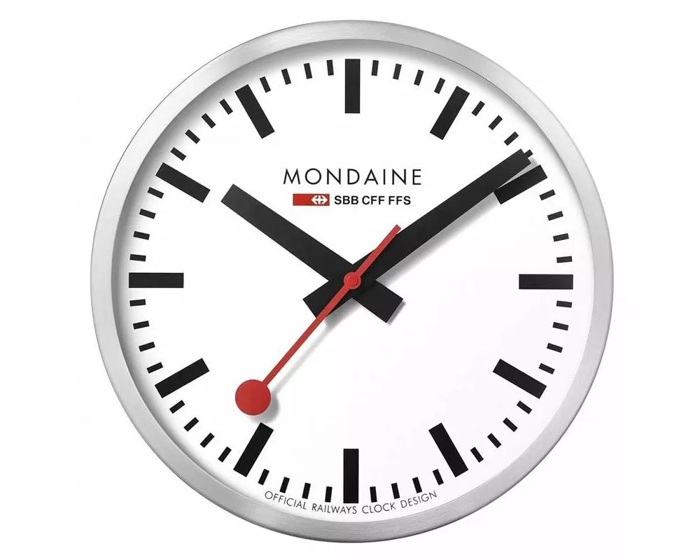 Mondaine Wanduhr Quartz Ø 40 cm, Silber/Weiss
