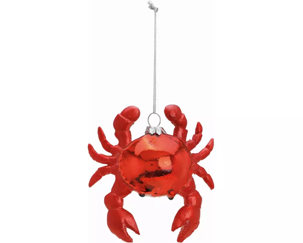 G. Wurm Weihnachtskugel Krebs 10 x 10 x 4 cm, Rot