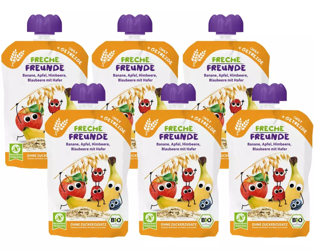 Freche Freunde Quetschbeutel Banane, Apfel, Himbeere, Blaubeere 6x 100 g
