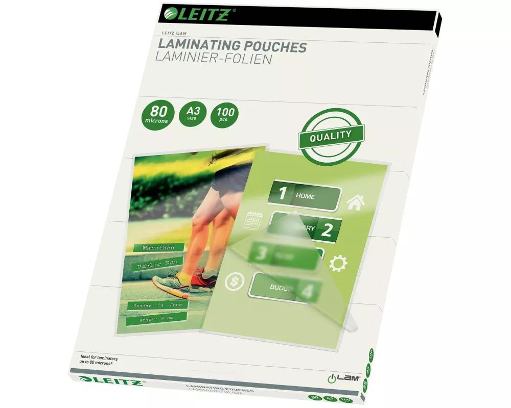 Leitz Laminierfolie A3, 80 µm, 100 Stück, Glänzend