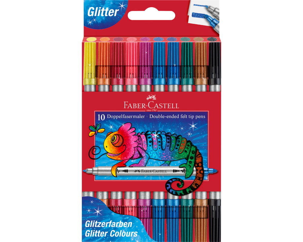 FABER-CASTELL Doppelfasermaler 1-3mm 151107 Glitzer 10 Stück