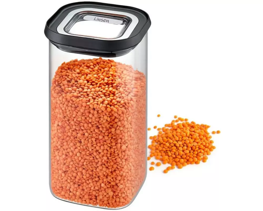 GEFU Vorratsdose Pantry 1.4 l, Transparent/Schwarz