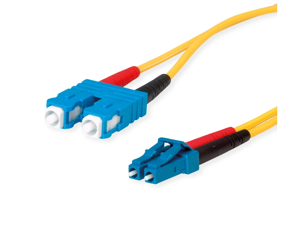 TELEGÄRTNER LWL Adapterkabel 2x E9/125 OS2, 1x SC Duplex - 1x LC Duplex, gelb, 2 m