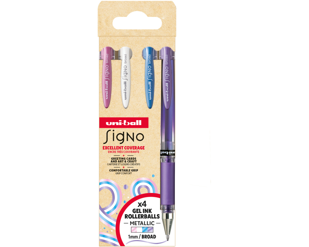 UNI-BALL Gelroller Signo Broad 1mm UM-153 4PNO2 4 Farben, Set NO2