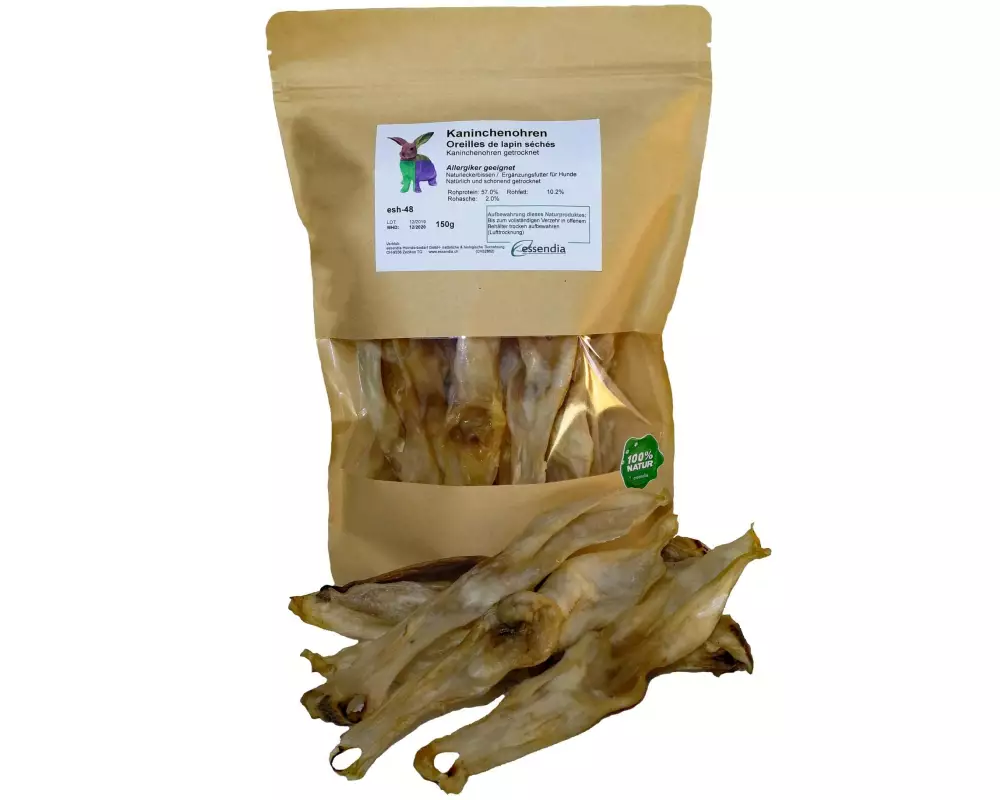 essendia Kausnack Kaninchenohren ohne Fell, 150 g