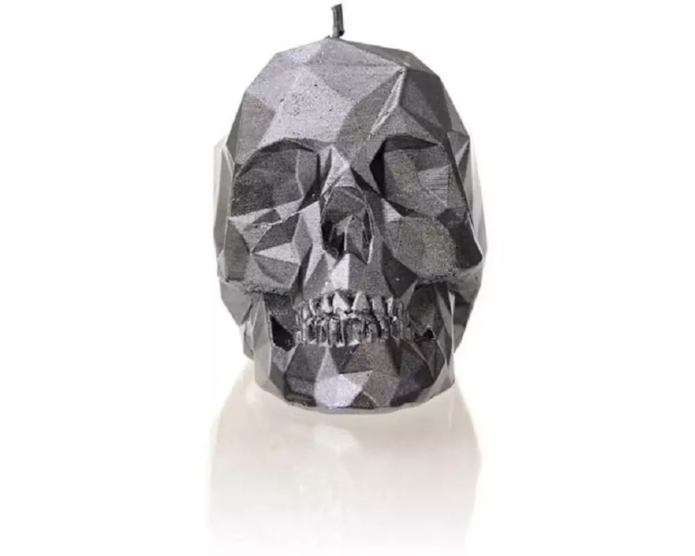 Candellana Kerze Totenkopf klein Stahl-Grau