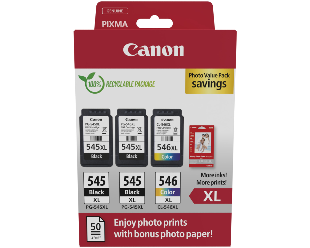 Canon 2x PG-545XL Black/1xCL-546XL MP Magenta/Yellow/Cyan